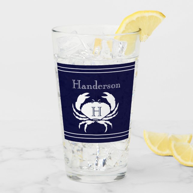 Mit Monogramm blaue Weißkrebserkrankung Glas (Rückseite Ice)