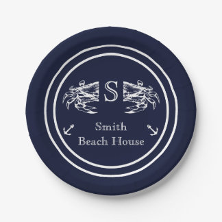 Mit Monogramm blaue Weißkrebserkrankung Pappteller