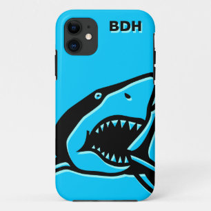 Mit Monogramm blauer Haifisch iPhone 11 Hülle