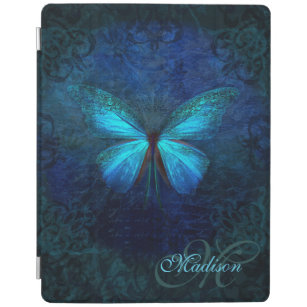 Mit Monogramm Blauer Schmetterling iPad Hülle