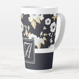 Mit Monogramm blaues Blumendekor Anemone Milchtasse