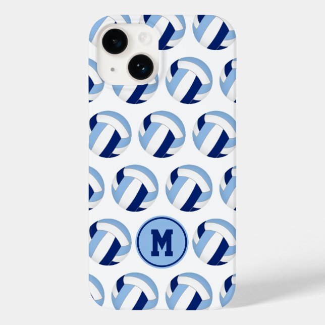 Mit Monogramm-blaues Volleyballmuster Case-Mate iPhone Hülle (Rückseite)