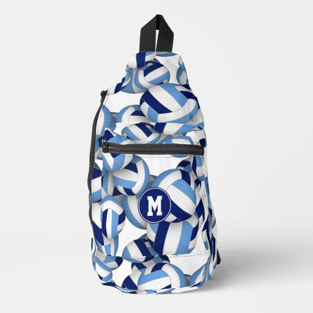 Mit Monogramm-blaues Volleyballmuster Crossbody Bag (Vorderseite)