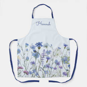 Mit Monogramm blaues Wasser Wildblume Meadow Schürze