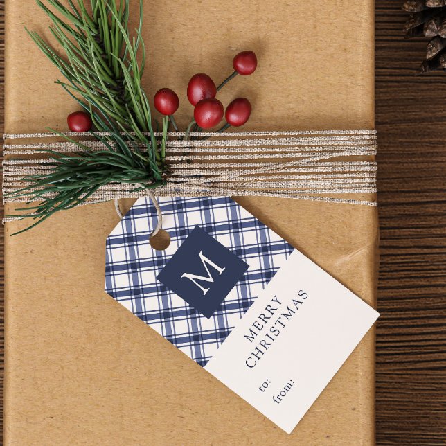 Mit Monogramm blaues Weihnachtsfest Geschenkanhänger (Monogrammed Blue Christmas Gift Tags
)