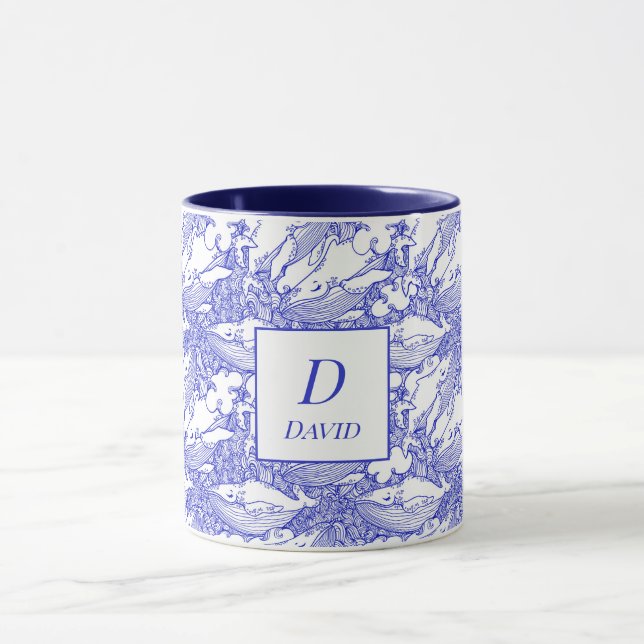 Mit Monogramm Blauwal und Weißwal Tasse (Zentrum)