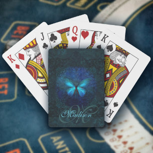 Mit Monogramm Blue Butterfly Playing Cards Spielkarten