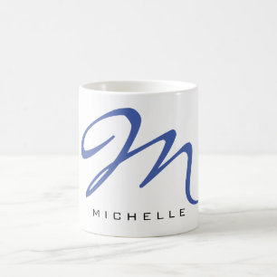 Mit Monogramm Blue Calligraphy Ihr Name Kaffeetasse