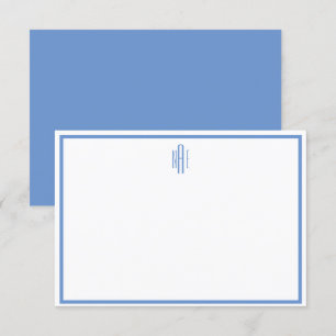 Mit Monogramm BLue-Karte und weiße Flachnotierkart Einladung
