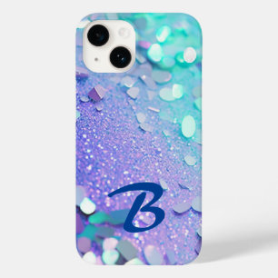 Mit Monogramm Blue Lavender Mint Glitzer Case-Mate iPhone 14 Hülle