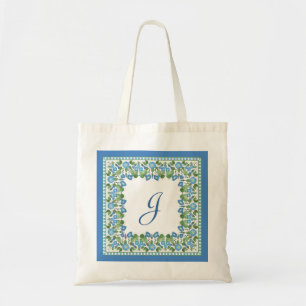 Mit Monogramm Blue Morning Glory Border Toag Tragetasche