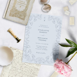 Mit Monogramm Blue Wedding Einladung