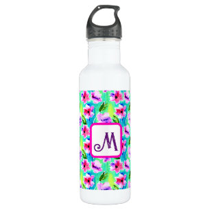 Mit Monogramm Blume Edelstahlflasche