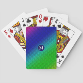 Mit Monogramm Blumenblau-Grünes Diagonalmuster Spielkarten