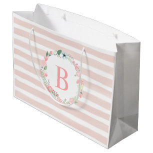 Mit Monogramm Blumenkranz Große Geschenktüte