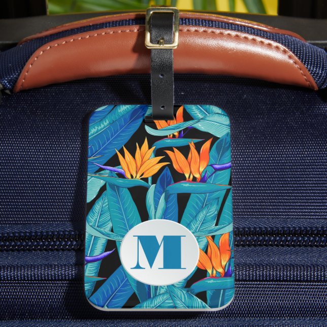 Mit Monogramm Blumenmuster Gepäckanhänger (Vorderseite Insitu 2)