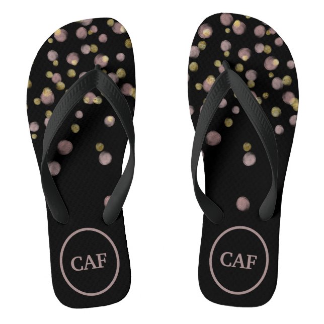 Mit Monogramm Blush and Gold Overlay Flip Flops (Fußbett)