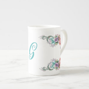 Mit Monogramm Blüte Prozellantasse