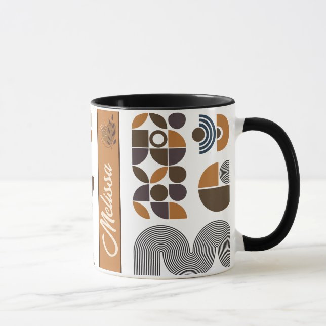 Mit Monogramm bohischer Stil mit bunten geometrisc Tasse (Rechts)
