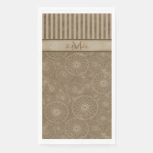 Mit Monogramm Boho Beige und brauner geometrischer Serviette