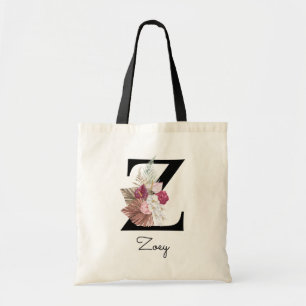 Mit Monogramm Boho Blume Initial Z Tragetasche