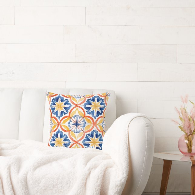 Mit Monogramm Boho Chic Accent Tile Kissen (Liege)