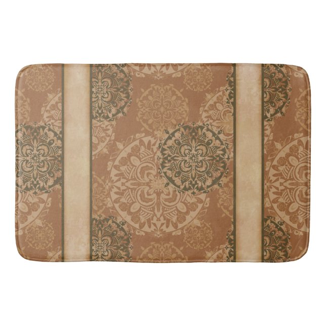 Mit Monogramm Boho Dark Rust Mandalas Badematte (Vorderseite)