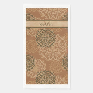 Mit Monogramm Boho Dark Rust Mandalas Serviette