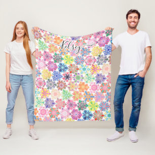 Mit Monogramm Boho Mandala Muster Name hinzufügen Fleecedecke