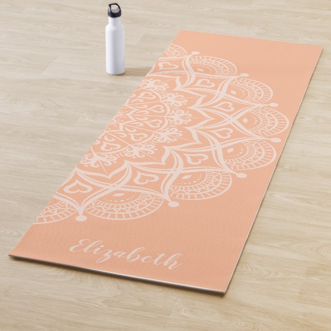 Mit Monogramm Boho Mandala Peach Orange Yogamatte (Beispiel)