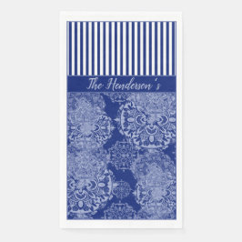 Mit Monogramm Boho Moody Blues Mandalas und Streif Serviette