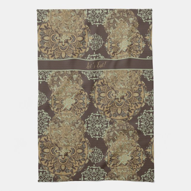 Mit Monogramm Boho Moody Mandalases Geschirrtuch (Vertikal)