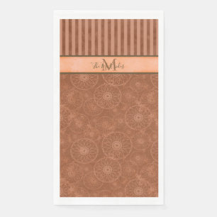 Mit Monogramm Boho Orange & Brown Geometric Strip Serviette