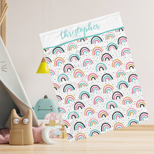 Mit Monogramm Boho Rainbows Aquamarin Orange Baby  Fleecedecke