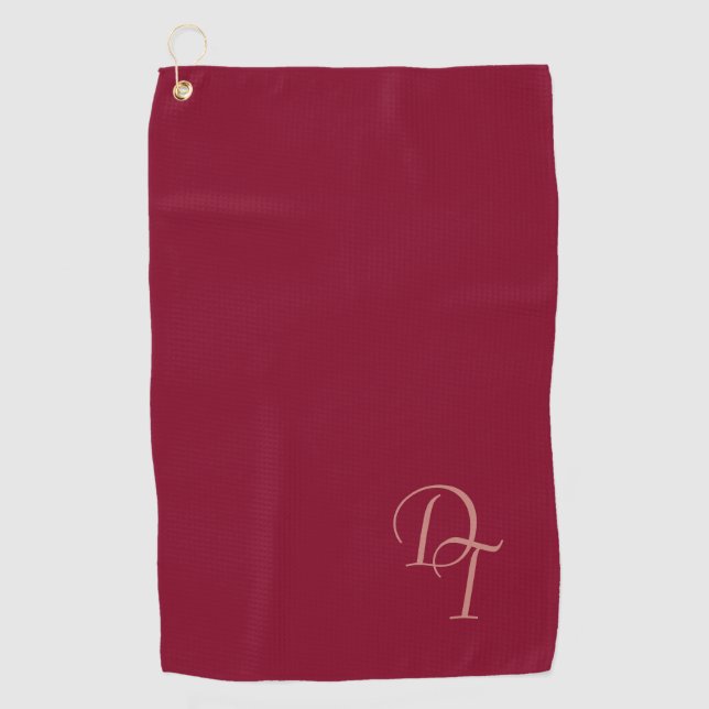 mit Monogramm - Bordeaux Golfhandtuch (Vorderseite)