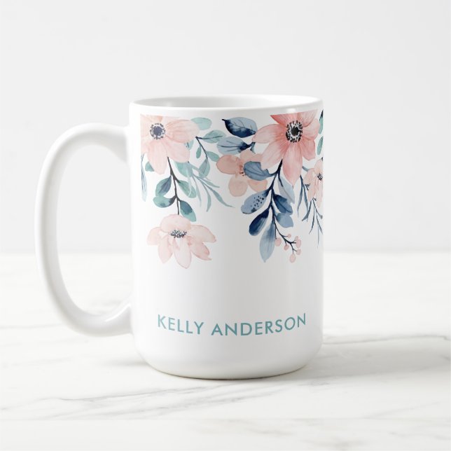 Mit Monogramm botanische Blumenhaut Kaffeetasse (Links)