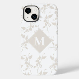 Mit Monogramm botanisches Beige-Dekorationsblatt Case-Mate iPhone 14 Hülle