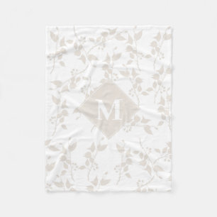 Mit Monogramm botanisches Beige-Dekorationsblatt Fleecedecke