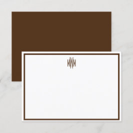 Mit Monogramm, braune und weiße Flachnotizkarte Einladung