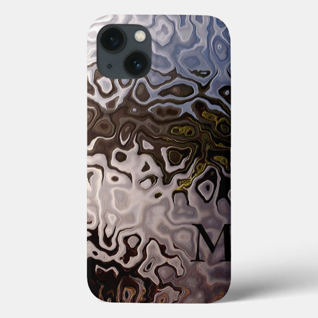 Mit Monogramm-braunes Grau-Schimmernde Snakeskin-E Case-Mate iPhone Hülle (Rückseite)