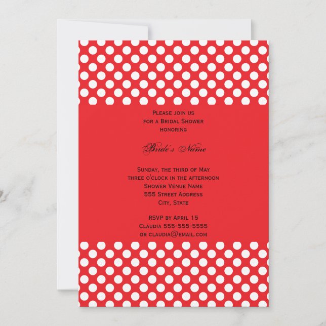 Mit Monogramm Brautparty "White and Red Polka Dot" Einladung (Vorderseite)