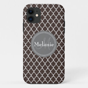 Mit Monogramm Brown White Marokcan Lattice Muster Case-Mate iPhone Hülle