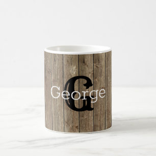 Mit Monogramm Brown Wood handsome Rustic Kaffeetasse