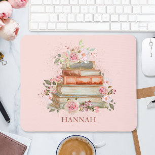Mit Monogramm Bücher und Vintages Rosenrosen-Buchz Mousepad