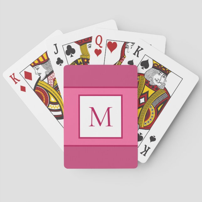 Mit Monogramm Buchstabe Initial Modern Pink White  Spielkarten (Rückseite)
