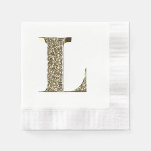 Mit Monogramm Buchstabe-Initiale L GoldGlitzern Serviette