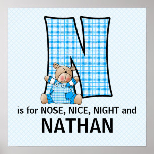 Mit Monogramm Buchstabe N Baby Room Poster