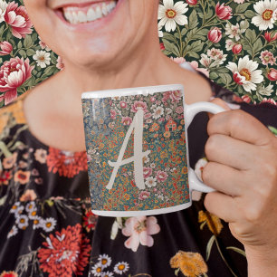 Mit Monogramm Buchstabencodierung Hütte Blumenmust Zweifarbige Tasse