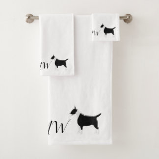 Mit Monogramm Bull Terrier Dog Design Badhandtuch Set
