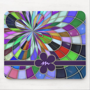 Mit Monogramm bunte abstrakte beflecktes Mousepad